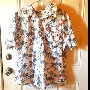 Goodfellow Men's button-down short sleeved shirt with tiger and palm print